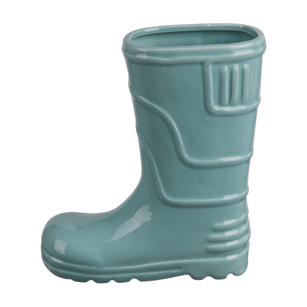 ❗️SOLD ❗️Teal Boot-Shaped Ceramic Planter a pair of teal planters